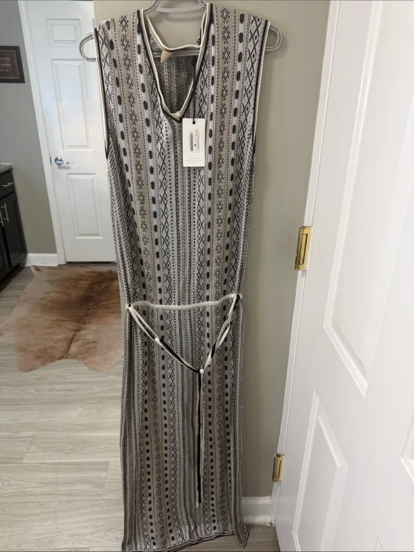 $675 NWT Maison Flâneur Italian Elegance linen/ silk blend maxi dress 42/US 6 - Image 2