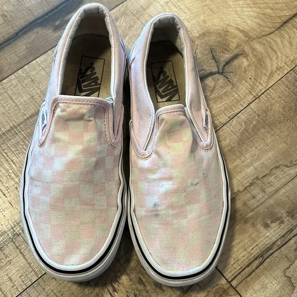 Vans Women’s 8 Pink White Checker Off the Wall Slide-ons Slip-ons Sneaker Skater - Image 2