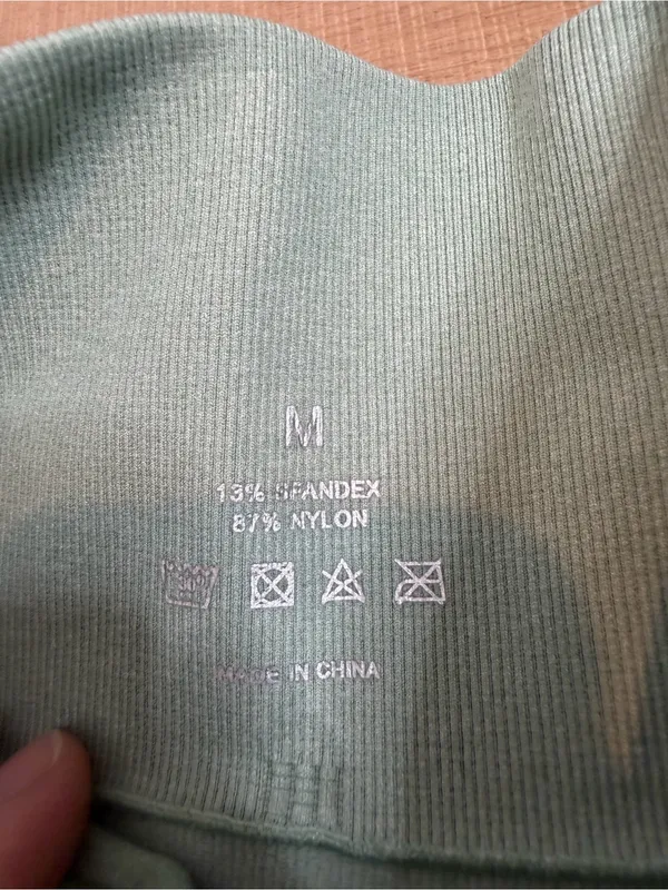 NVGTN Seamless Biker Shorts Sage Green Medium High Rise Workout Gym M - Image 3