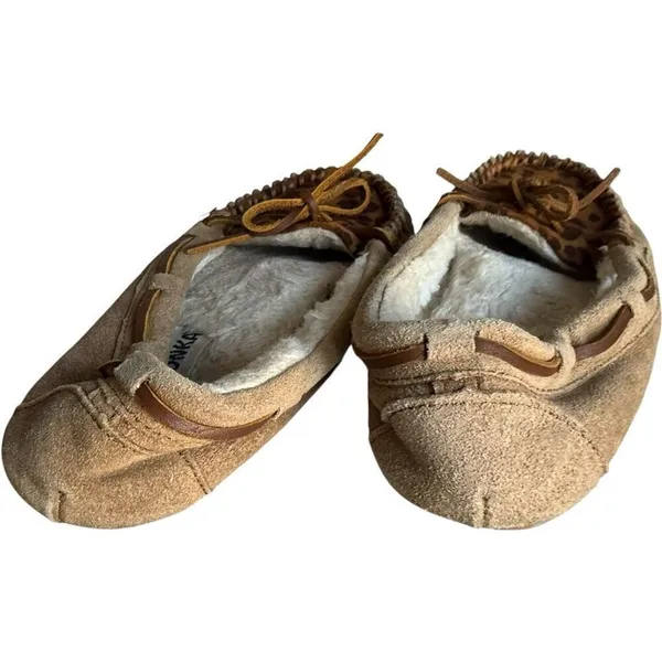 Womens Buckle Minnetonka Leopard Sally Moccasin Leather Slippers - Sz 7 - Image 5
