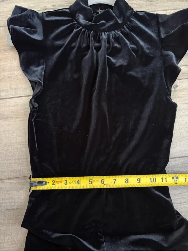 Amanda Uprichard x REVOLVE Davina Jumpsuit in Black Velvet Flutter Top Flare Leg - Image 10