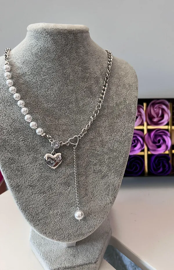 Women's 925 Sliver Love Pearl Necklace - Image 3