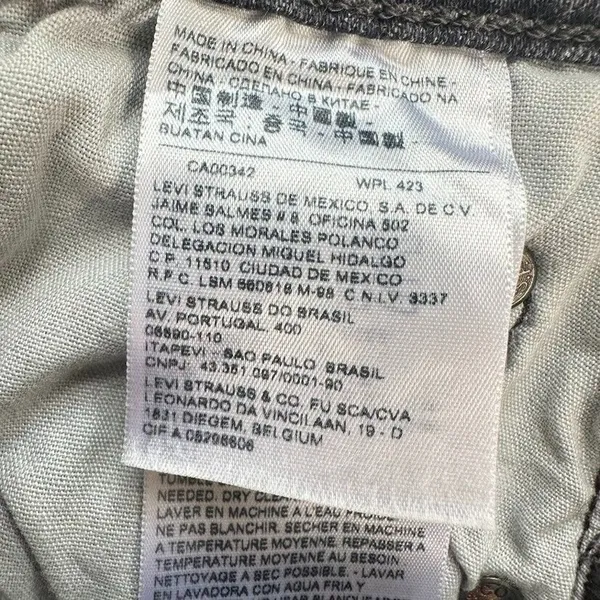 Levis Premium‎ 501 Jeans Women 27x 28 Black Denim Button Fly Straight Distressed - Image 12