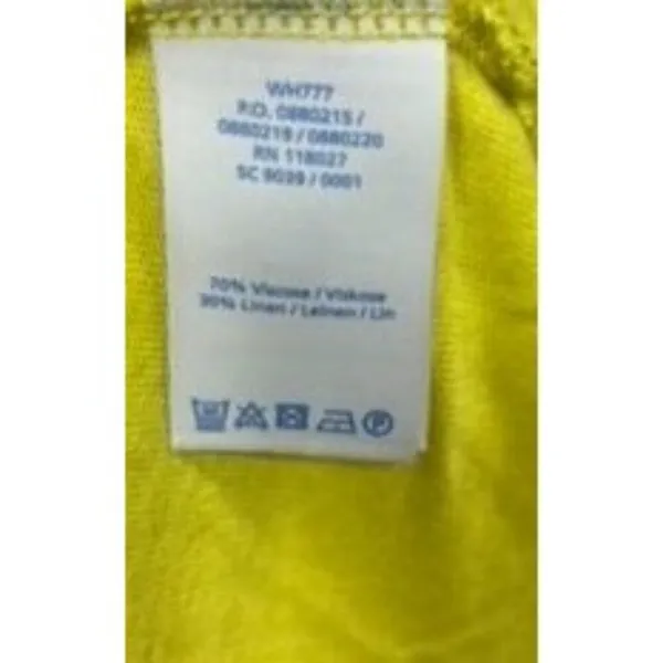 Boden Estelle Dress US 2‎ Yellow Linen Blend Drawstring Waist Embroidered Neck - Image 7