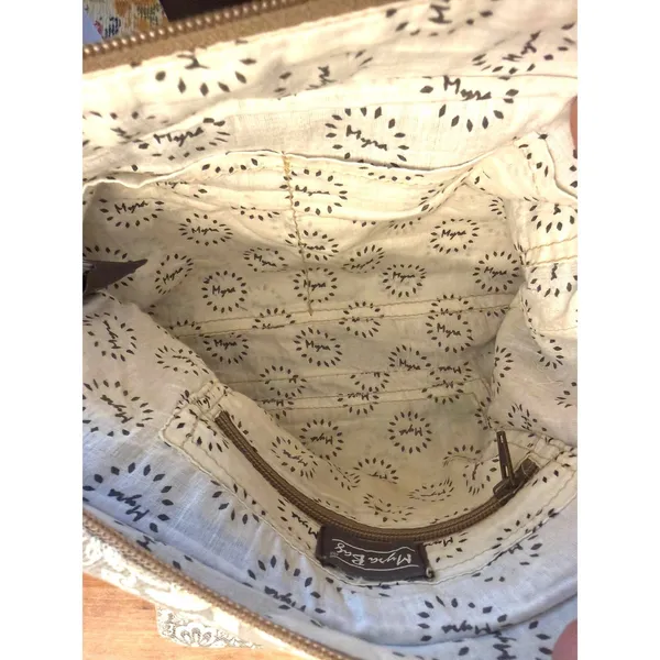 Myra Bag Crossbody Bag Womens Small Gray Canvas Floral Tassel Adjustable Strap - Image 5
