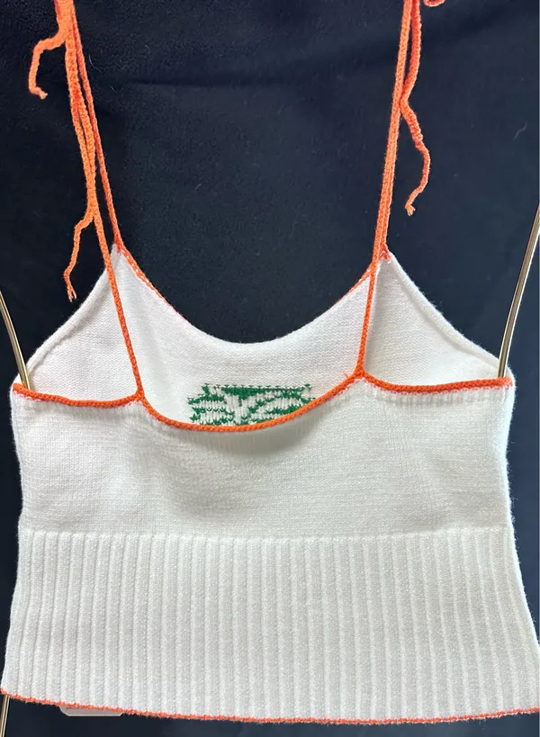 Boutique White knit tie strap tank top - Image 3
