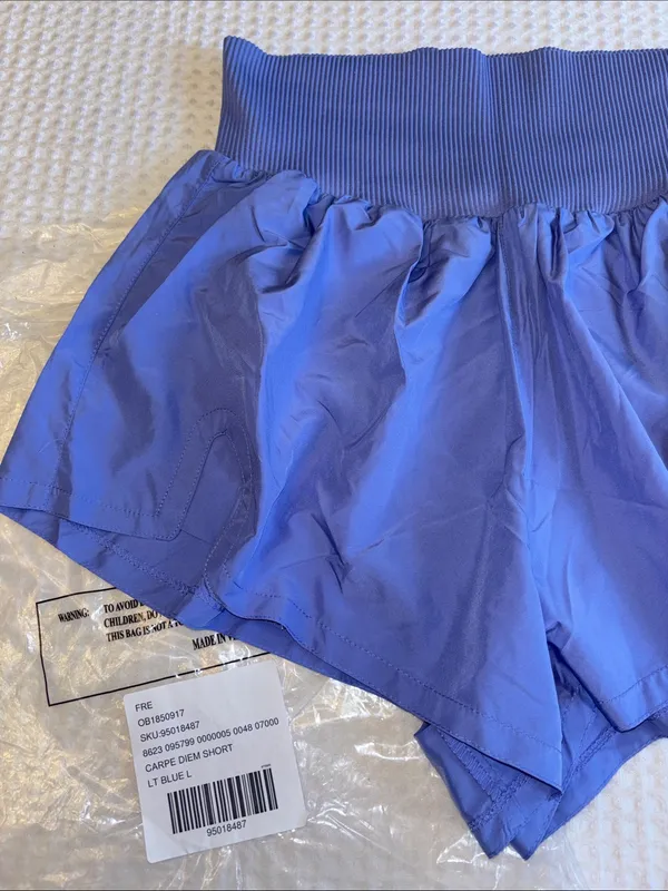NEW! Free People FP Movement L CARPE DIEM Blueberry Athletic Shorts Periwinkle - Image 7