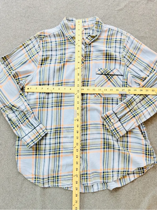 Aerie Boyfriend Flannel Button Down Pajama shirt light blue relaxed flowy fit - Image 7