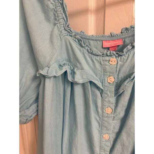 Stoney Clover Lane Button Down Dress Size Large Turquoise Blue - Image 7
