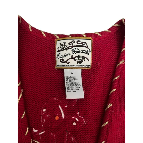 heirloom collectibles sweater Vest Size M Musical Snowmen Zip Closure - Image 4