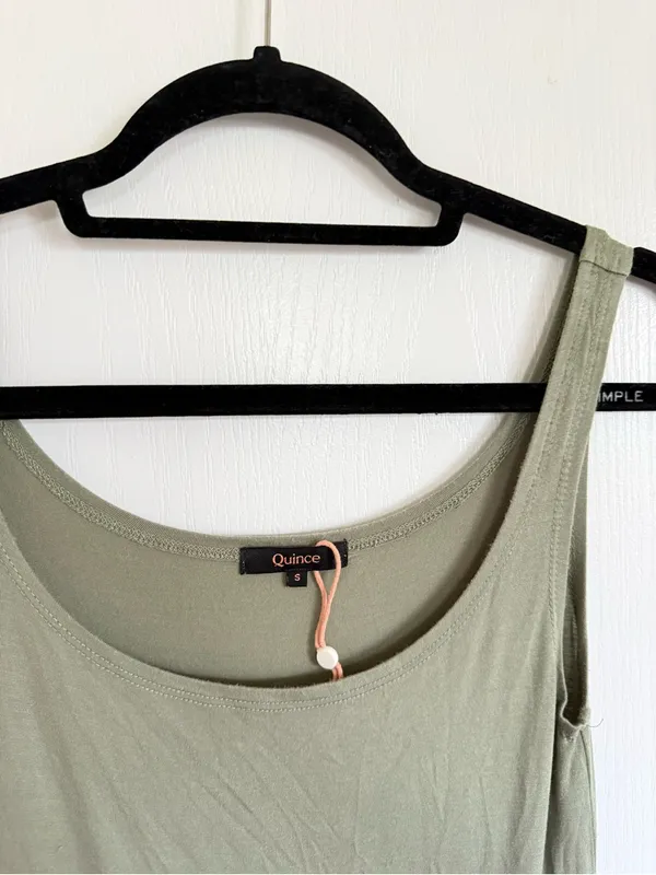 Quince Tencel Jersey Fit & Flare Dress in Sage Green - Image 2