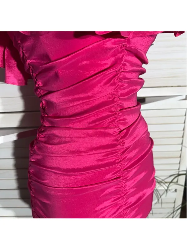 Lovers & Friends mini dress sexy pink ruffled wedding guest cocktail glam prom S - Image 12