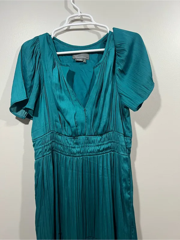 Anthropologie The Somerset Teal V-Neck Tiered Maxi Dress Medium - Image 2