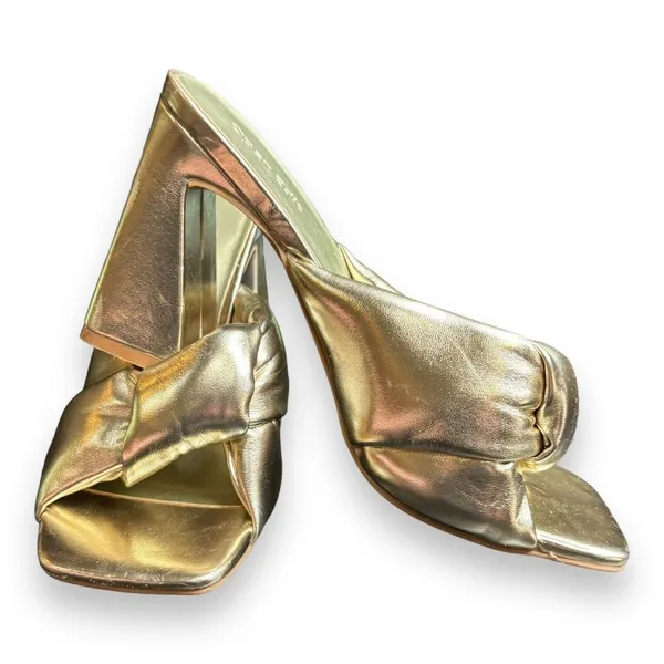 Open Edit Nordstrom‎ Saydee Gold Metallic Puff Sandal Heel Sz 7.5 - Image 6