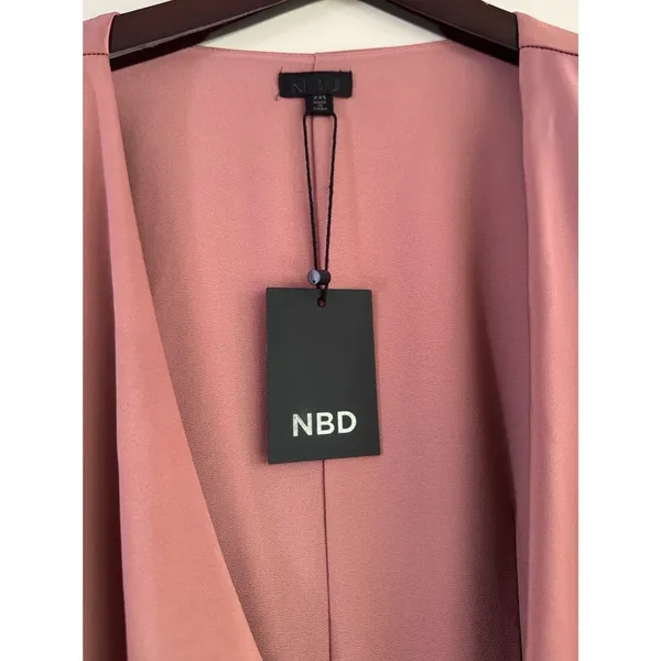 NBD by Revolve Janet Satin Wrap Mini Dress Mauve Long Sleeve XXS NWT - Image 7