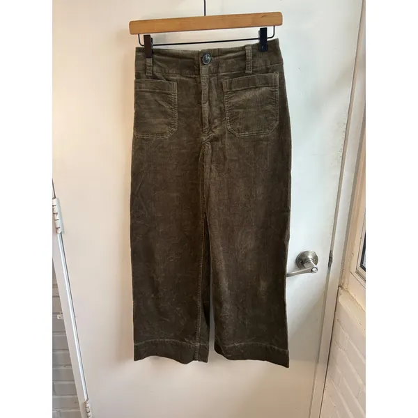 Maeve Anthropologie The Colette Corduroy Wide Leg Crop Pants Size 25 boho‎ - Image 2