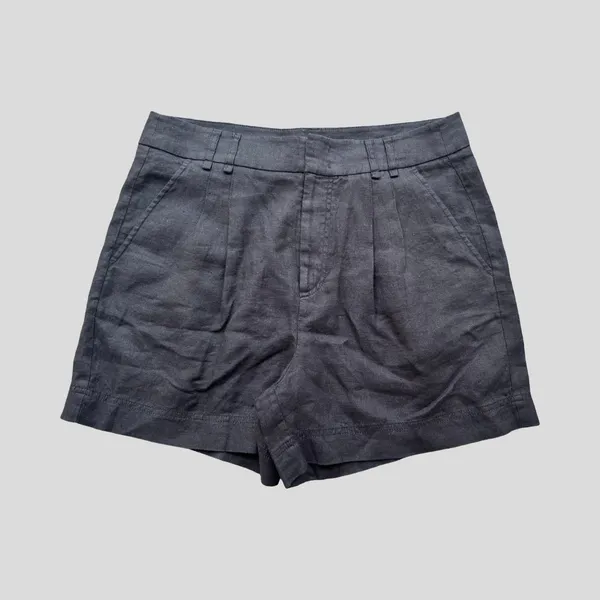 Free People Chelsea Pleated Linen Shorts Black Size 10 100% Linen High Rise - Image 2