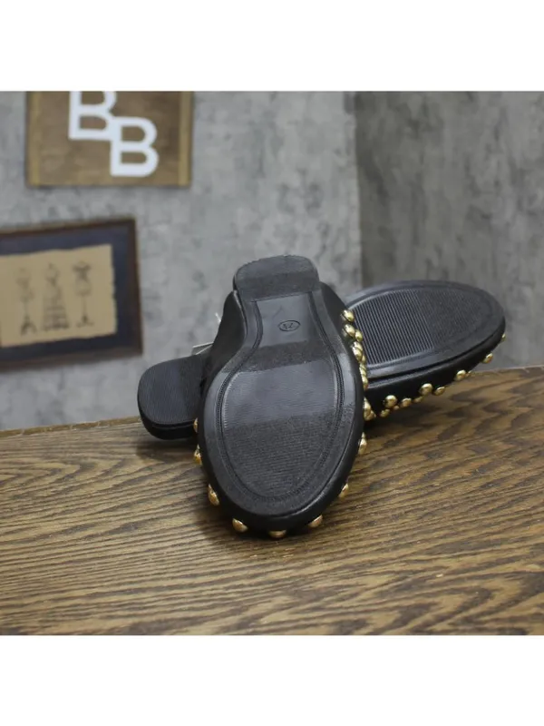 A New Day Womens Channing Studded Slip on Mule Flats Jet Black / Gold 7.5M - Image 5