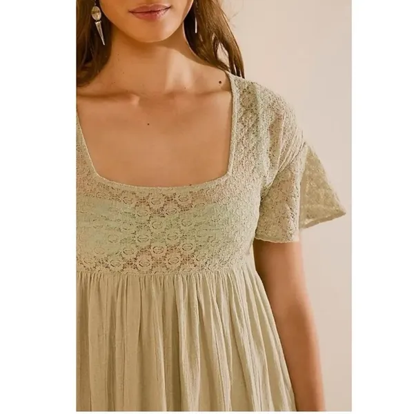 Free People Ethereal Bohemian Bring The Romance Maxi Dress Stone Moss Large - Image 5