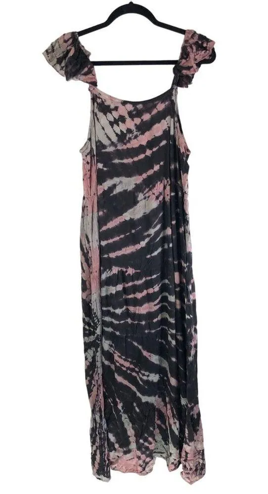 Raviya Tie-Dye Maxi Swimsuit Cover-Up Dress Black Pink Size M - Image 2