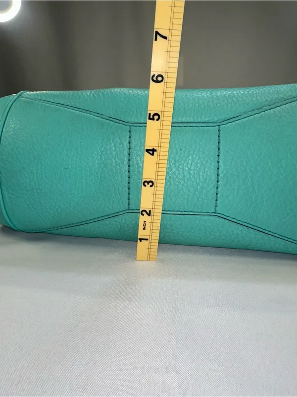 KATE SPADE Turquoise Satchel Purse Handbag Striped Interior Roomy - Image 13