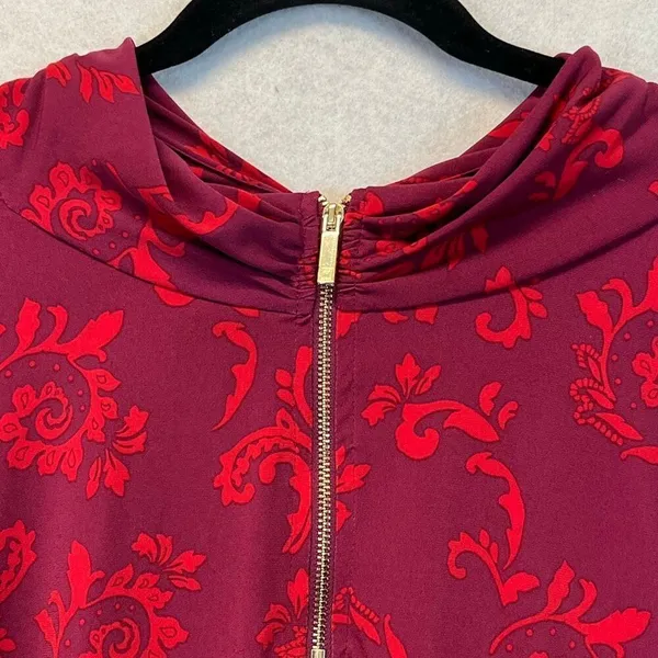 NWT‎ LIZ CLAIBORNE Women’s Career Blouse 3X Magenta Scroll Long Sleeve Stretch - Image 9
