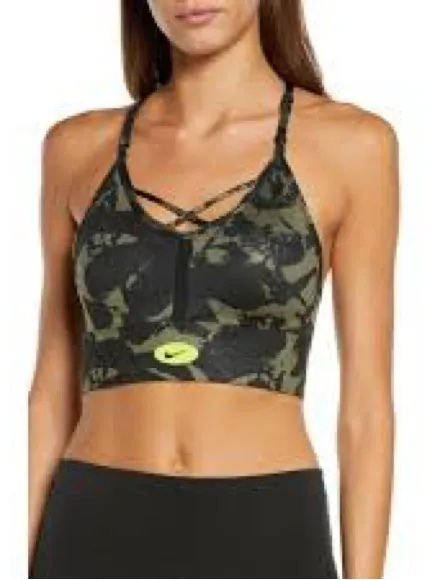 Nike Womens Dri-FIT Indy Icon Clash Sports Bra Green Black Size Small - Image 6