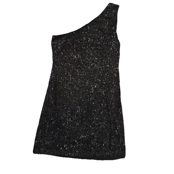 She + Sky Women's One Shoulder Black Sequin Mini Dress Size Small - Image 5