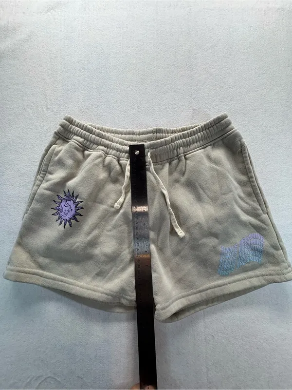 Brooklyn Cloth women’s medium beige fleece shorts sun graphic drawstring - Image 4