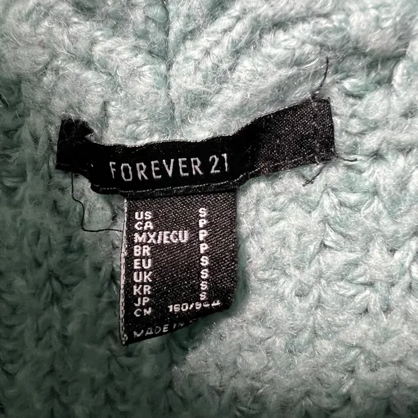 Forever 21 Mint Green V-Neck Cropped‎ Chunky Knit Sweater Small - Image 6