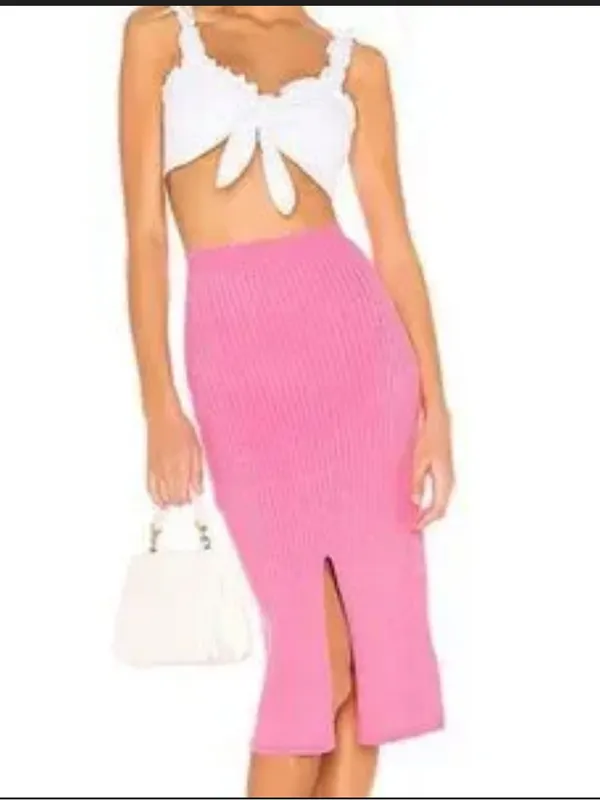 Free People x Revolve Pink Skyline Ribbed Midi Skirt Size XS - Image 2