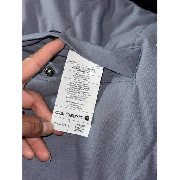 Carhartt Vest Women's Blue Quilted Reversible Sherpa Lined Fleece Workwear Sz M - Image 5