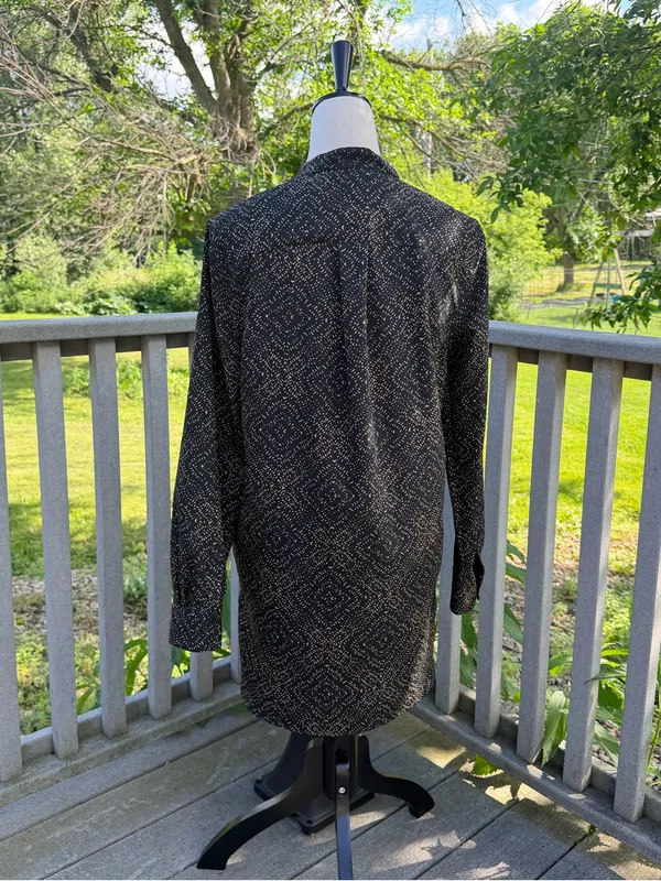 Ralph Lauren Black Blouse with Metallic Dot Print - Image 6