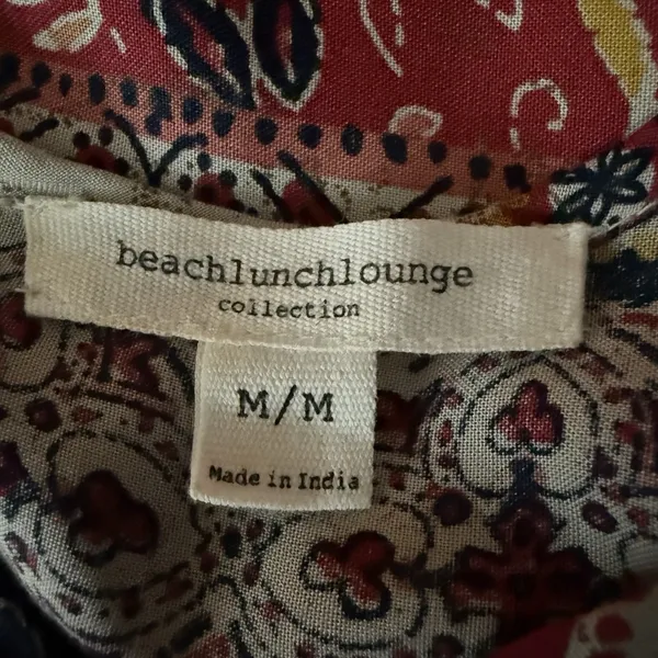 Beach Lunch Lounge Maxi Dress M Tiered Rust Tan Batik Sleeveless Hippie Boho - Image 8