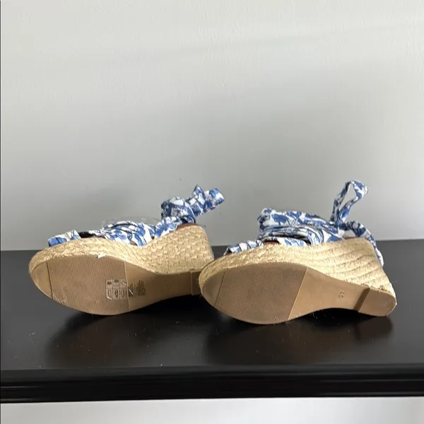 H&M Elegant Blue Patterned‎ Wedge Sandals Sz 37/6.5 - Image 10