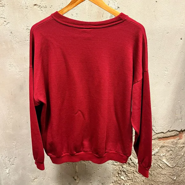 Vintage 90s London England Red Metallic Gold Embroidered Crewneck Sweatshirt XL - Image 4