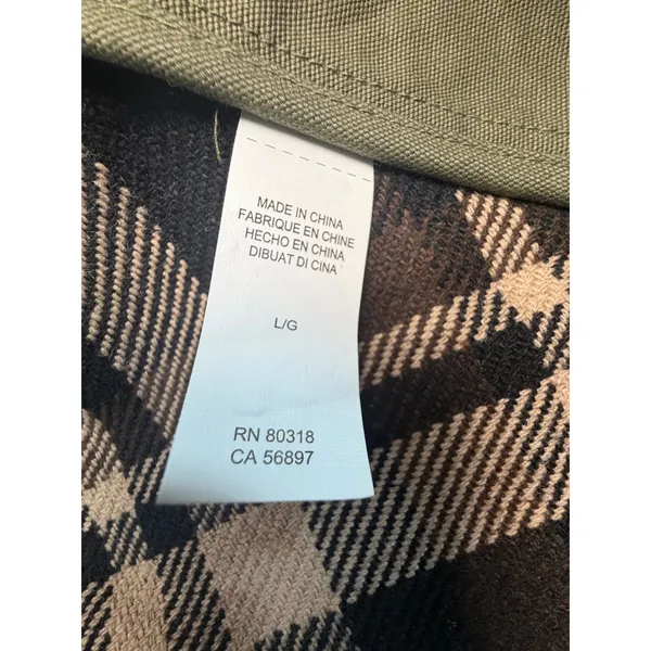 Lucky Brand Women Olive Green Plaid Back Utility Military Jacket Large 7W30591 - Image 6