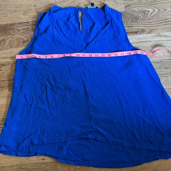 Madewell Womens XL Cobalt Blue V-Neck Sleeveless Blouse‎ High Low Hem G5415 - Image 4