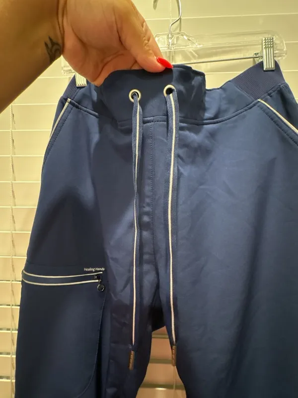 Healing Hands HH360 Women's Navy Blue Scrub Pants with Zipper Pocket SZ LP - Image 3
