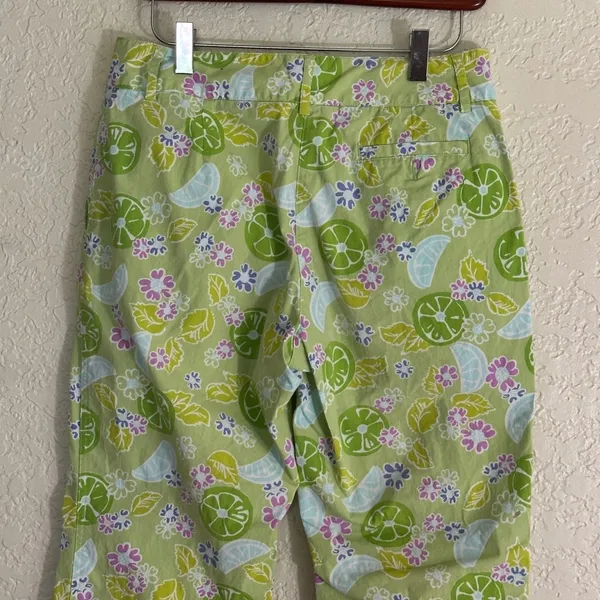 Lilly Pulitzer Crop Pants Green 6 Women Tropical Fruit Floral Print Stretch - Image 12