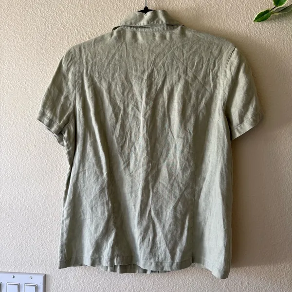 Old Navy Sage Short-Sleeve Button Front Linen Top - Image 2