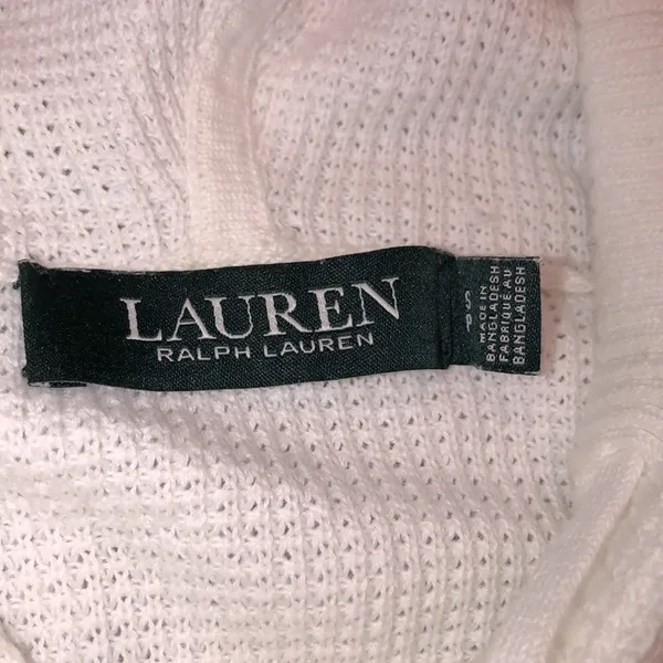 Lauren Ralph Lauren green label size small white knit hooded sweater cotton - Image 4