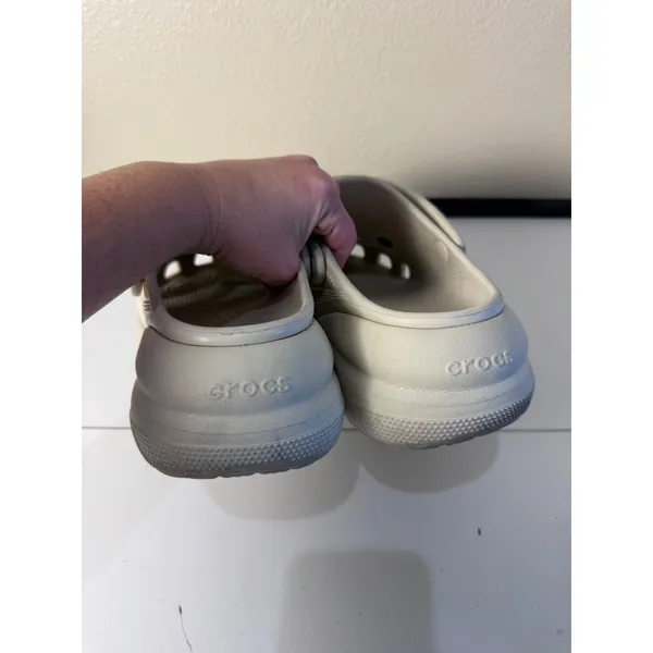 Crocs Classic‎ Crush Clog Bone Women Size 10 Platform Jibbitz Charms Comfort - Image 3