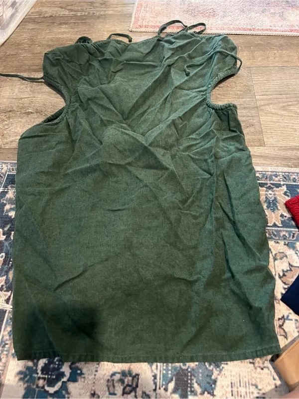 Aerie Dark Green Spaghetti Strap cut out Slip Dress - Image 3