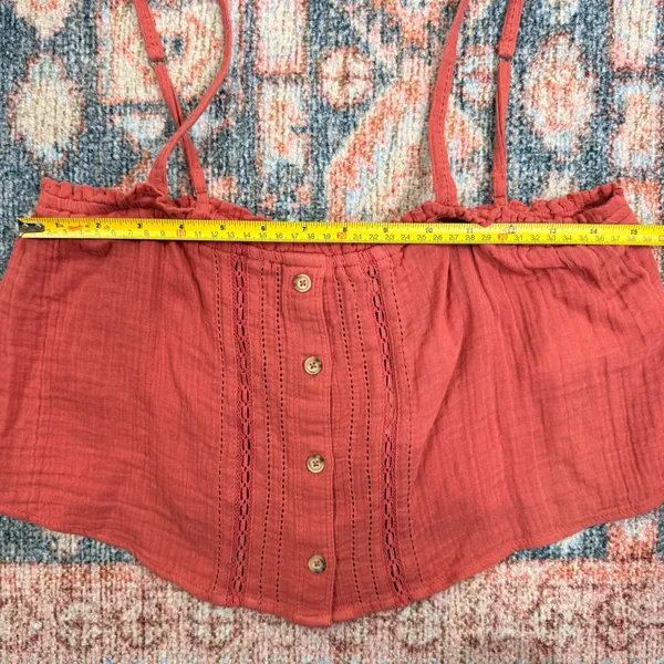 VTG.‎ Abercrombie & Fitch Womens Medium Rust Gauze Eyelet Lace Crop Cami NEW - Image 7