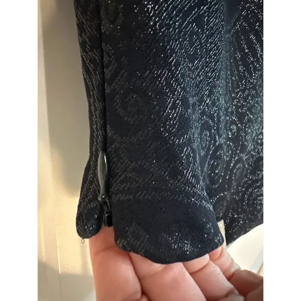 AMUR Esmeralda Black One-Shoulder Shimmer‎ Formal Gown Dress Size 2 - Image 8