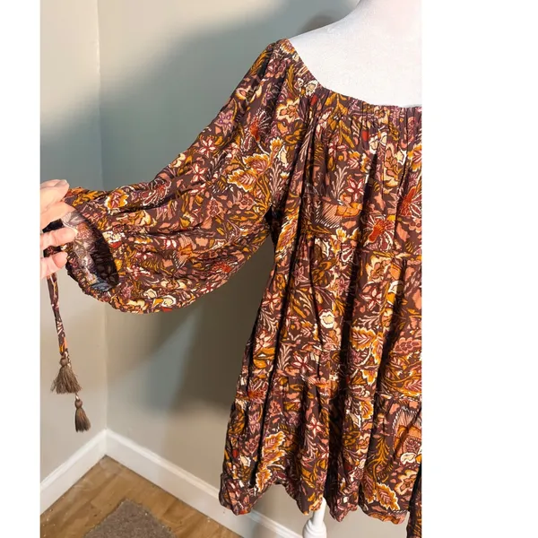 Olivaceous Paisley Tiered Mini Dress Boho Balloon Sleeve Anthropologie Medium‎ - Image 6