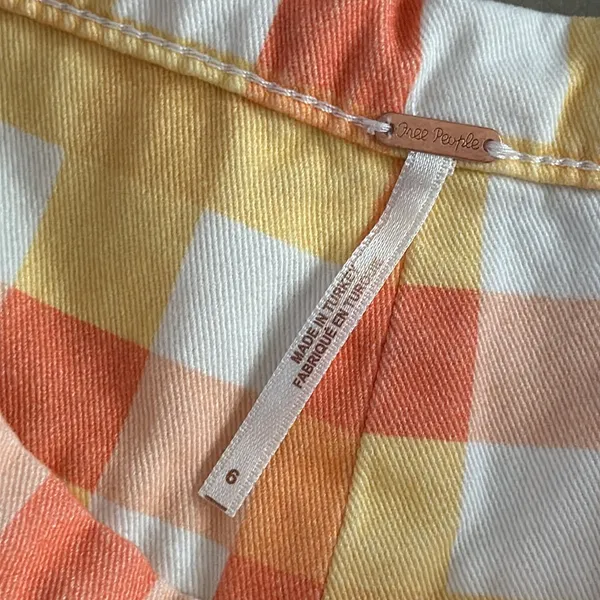 Free People She's All That Plaid High Waist‎ Crop Pants Orange Size 6 Cotton - Image 6