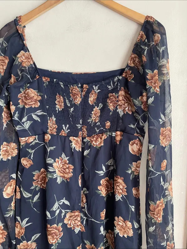 Abercrombie & Fitch Emerson Chiffon Long Sleeves Midi Floral Dress - Image 11