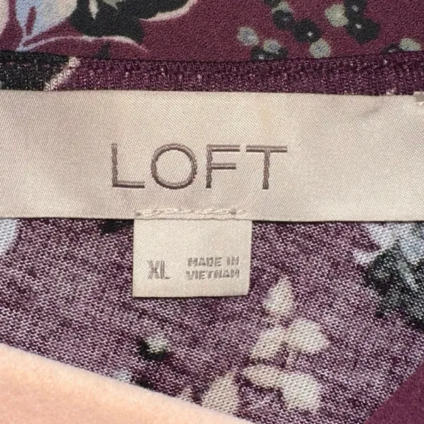 LOFT Floral Blouse XL Burgundy‎ Long Sleeve Boho Peasant Top Lightweight Women - Image 5